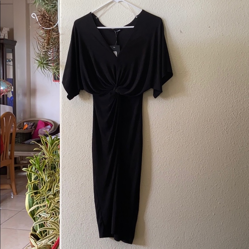 Fashion Nova Black Full Grown Knot Midi Dress